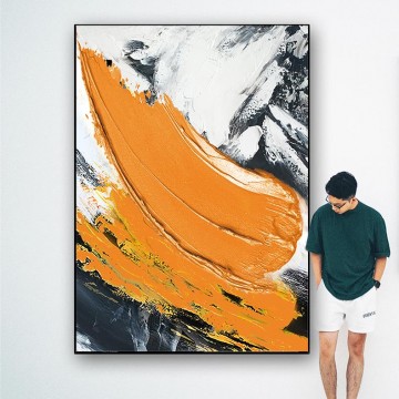 ange - Coups de pinceau orange par Couteau à palette art mural minimalisme